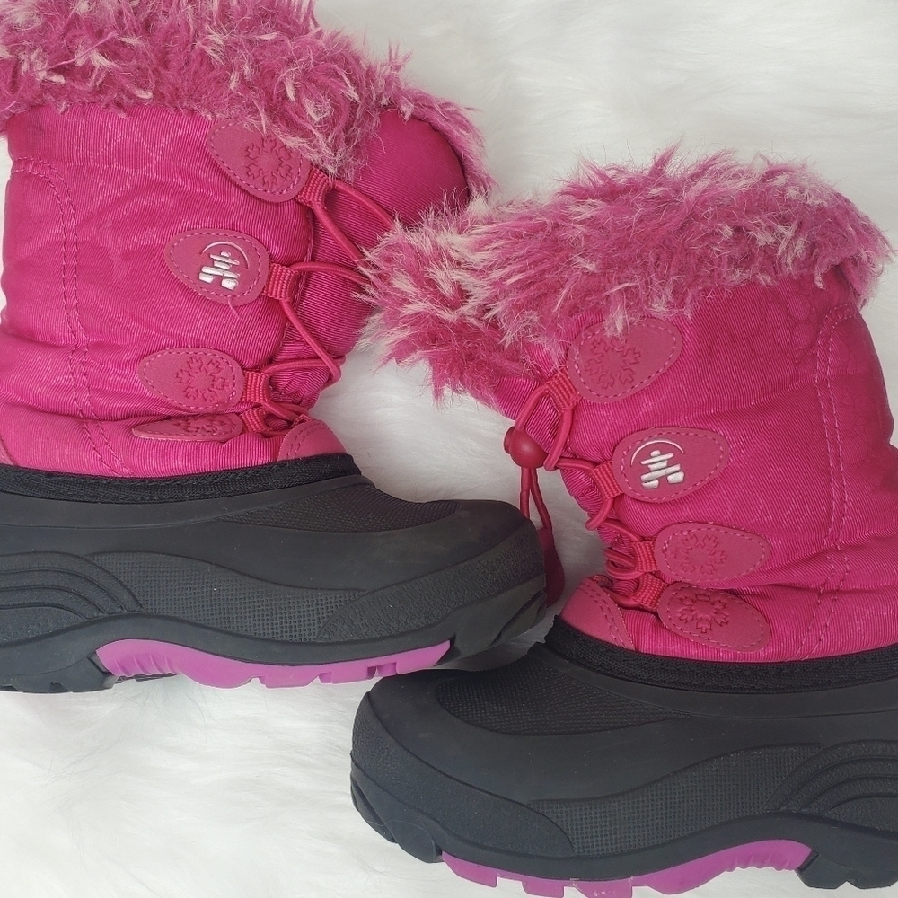 Kamik Winter Boots Girls Soze 10 Pink Fur Lined Snow Winter Warm Grips Fuzzy.